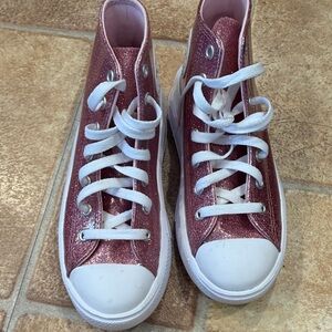 Converse Pink Glitter Platform Sneakers